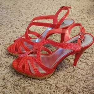 WHBM Orange and Cork High Heels